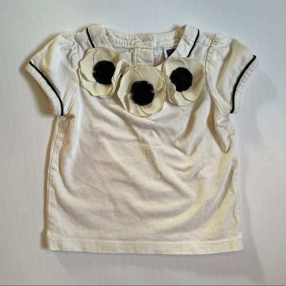 Janie & Jack Cream & Black Anemone Floral Shirt